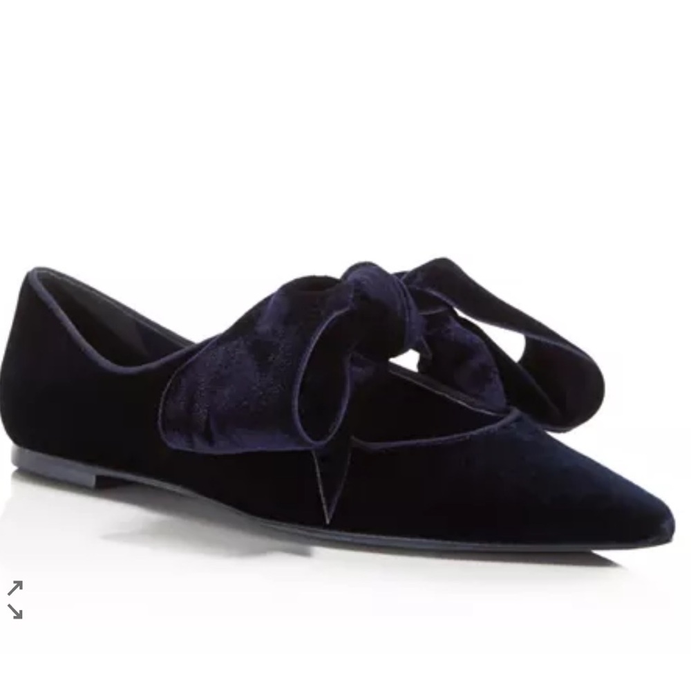 Tory Burch Clara Velvet Pointed Toe Tie Flats, 8.5